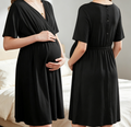 Delivery/Grooming Gowns, Short-Sleeved Maternity Nursing Nightgown with Buttons