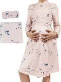 Women's maternity nursing robes, including matching swaddle blankets, hospital maternity robes