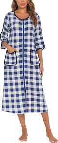 Women's Zipper Robe, Long Striped Women's Loungewear, with Pockets