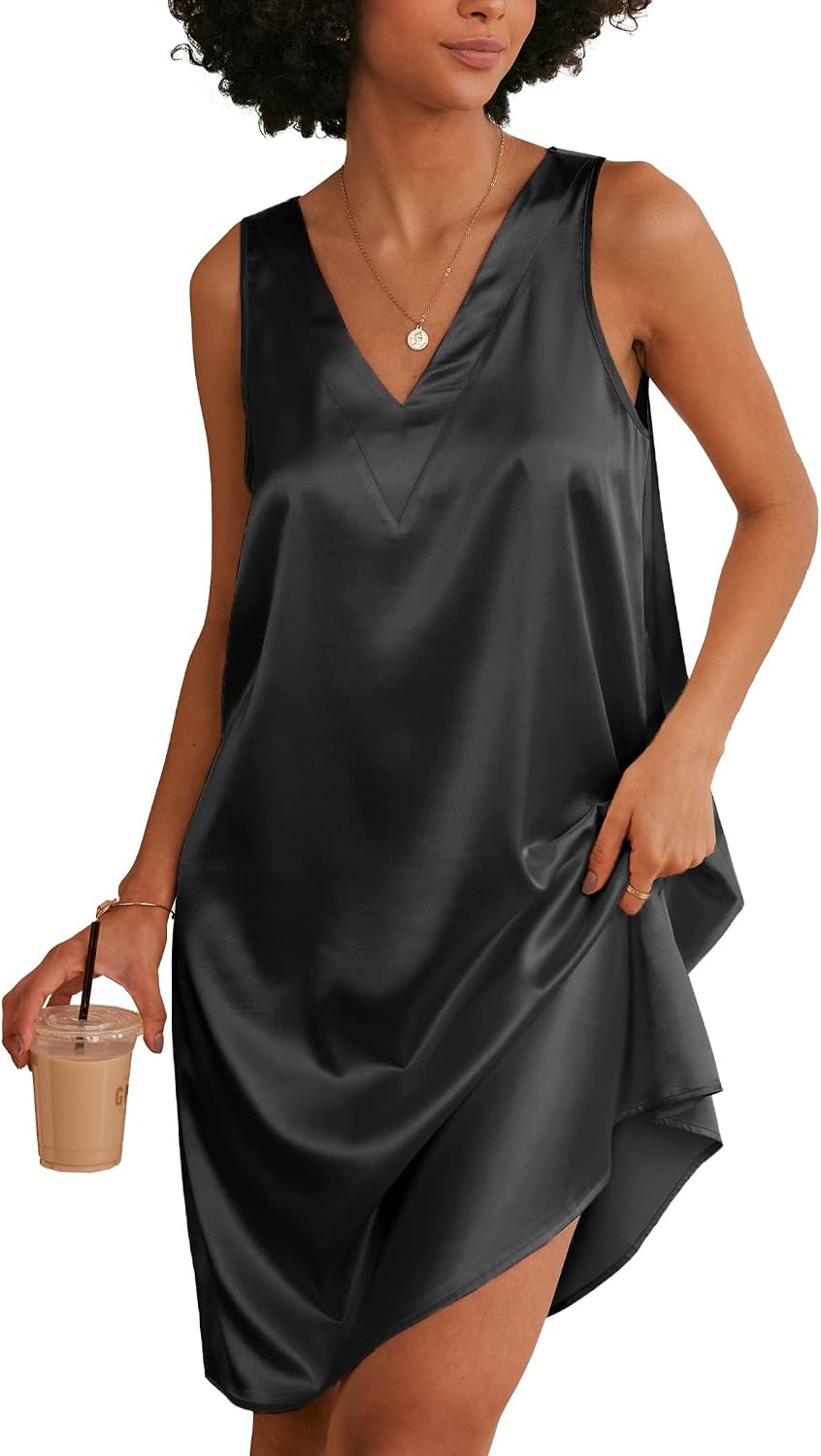 Women's Satin Silk Nightgown for Summer Comfortable Home Wear