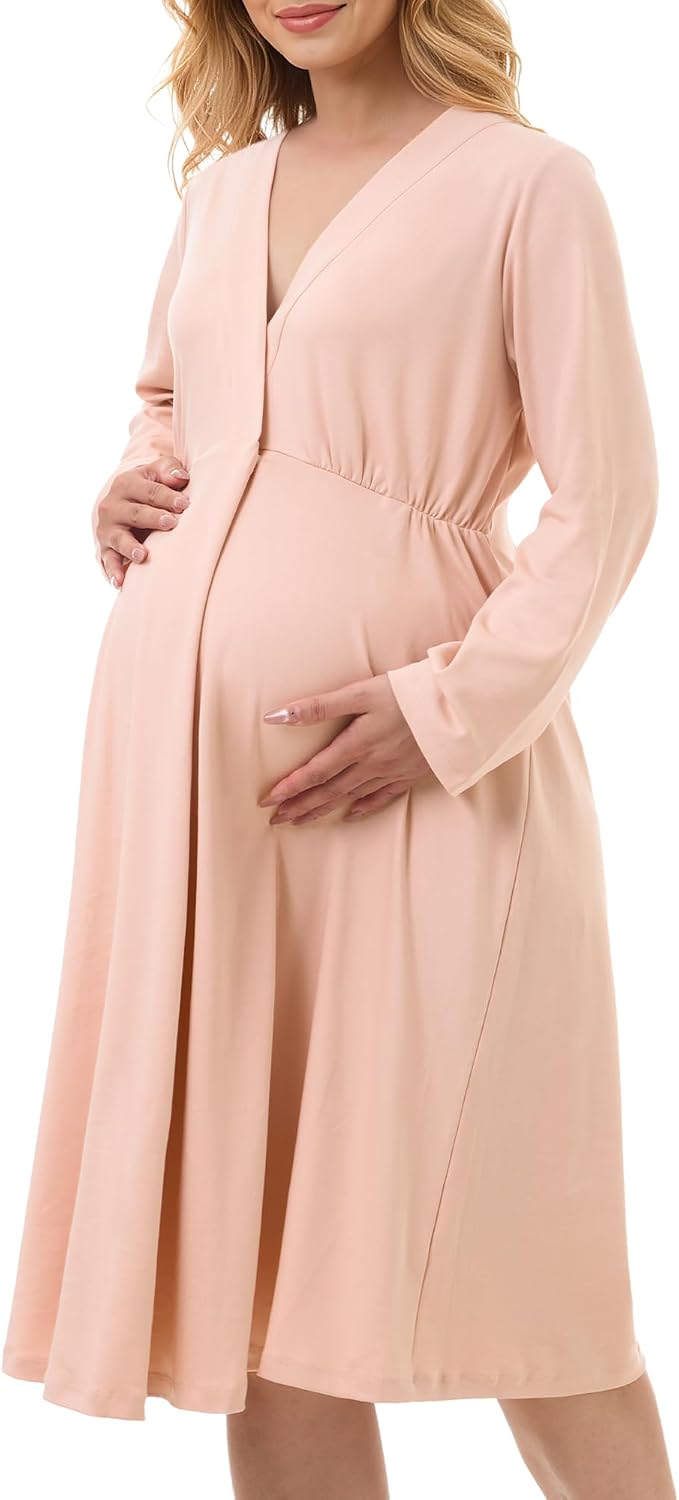 Women's nursing maternity pajamas, suitable for breastfeeding, childbirth and delivery, long-sleeved postpartum pajamas