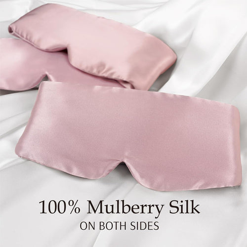 100% Mulberry Silk Sleep Mask Eye Mask for Man and Woman with Adjustable Headband, Full Size Large Sleep Mask & Blindfold for Total Blackout for All Night Sleep, Travel & Nap- Light Plum