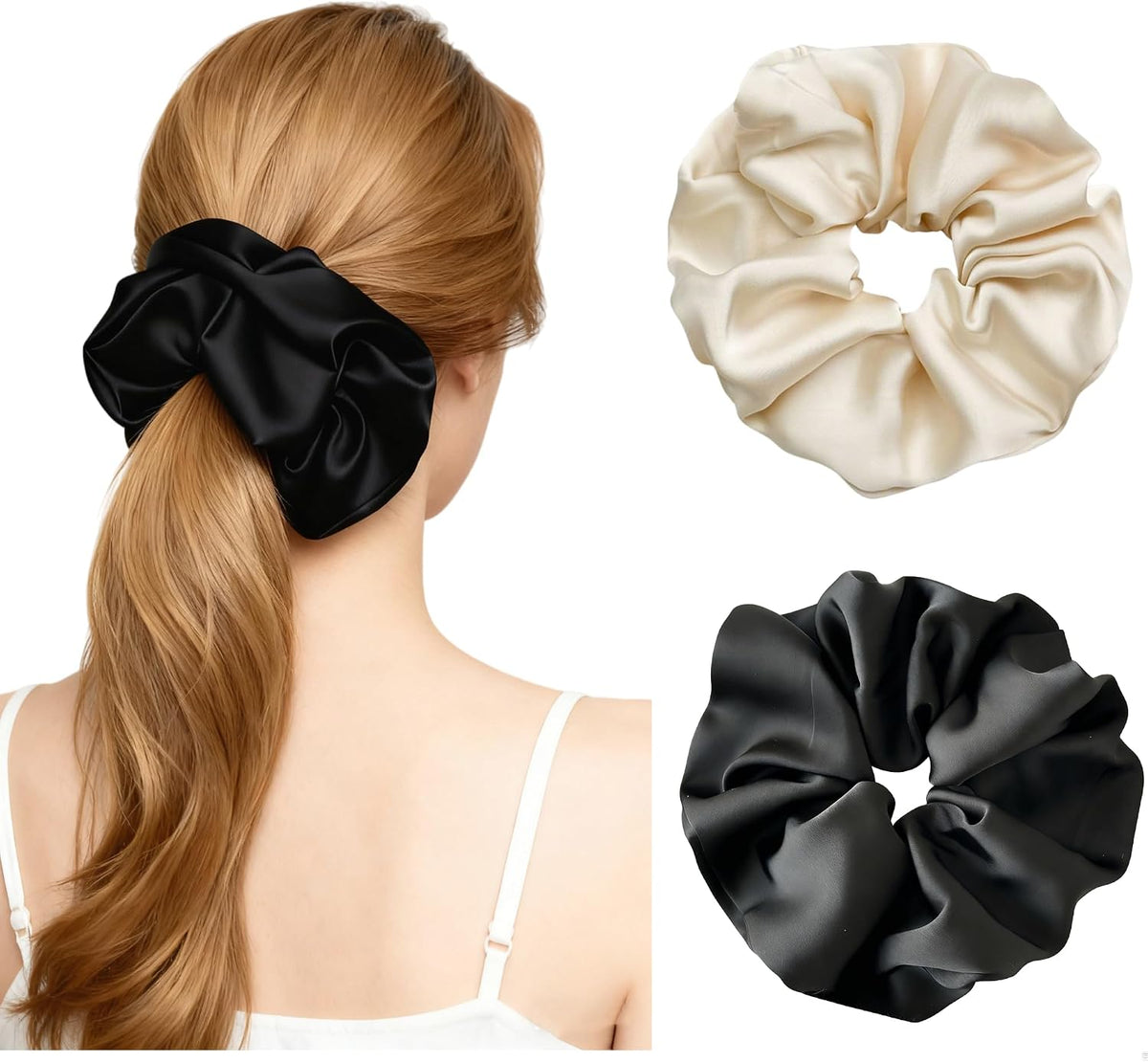 Jumbo Satin Scrunchies No-Damage Silk Large Oversized Scrunchies for Women Big Scrunchy Elastic Big Silk Hair Ties Ponytail Holders