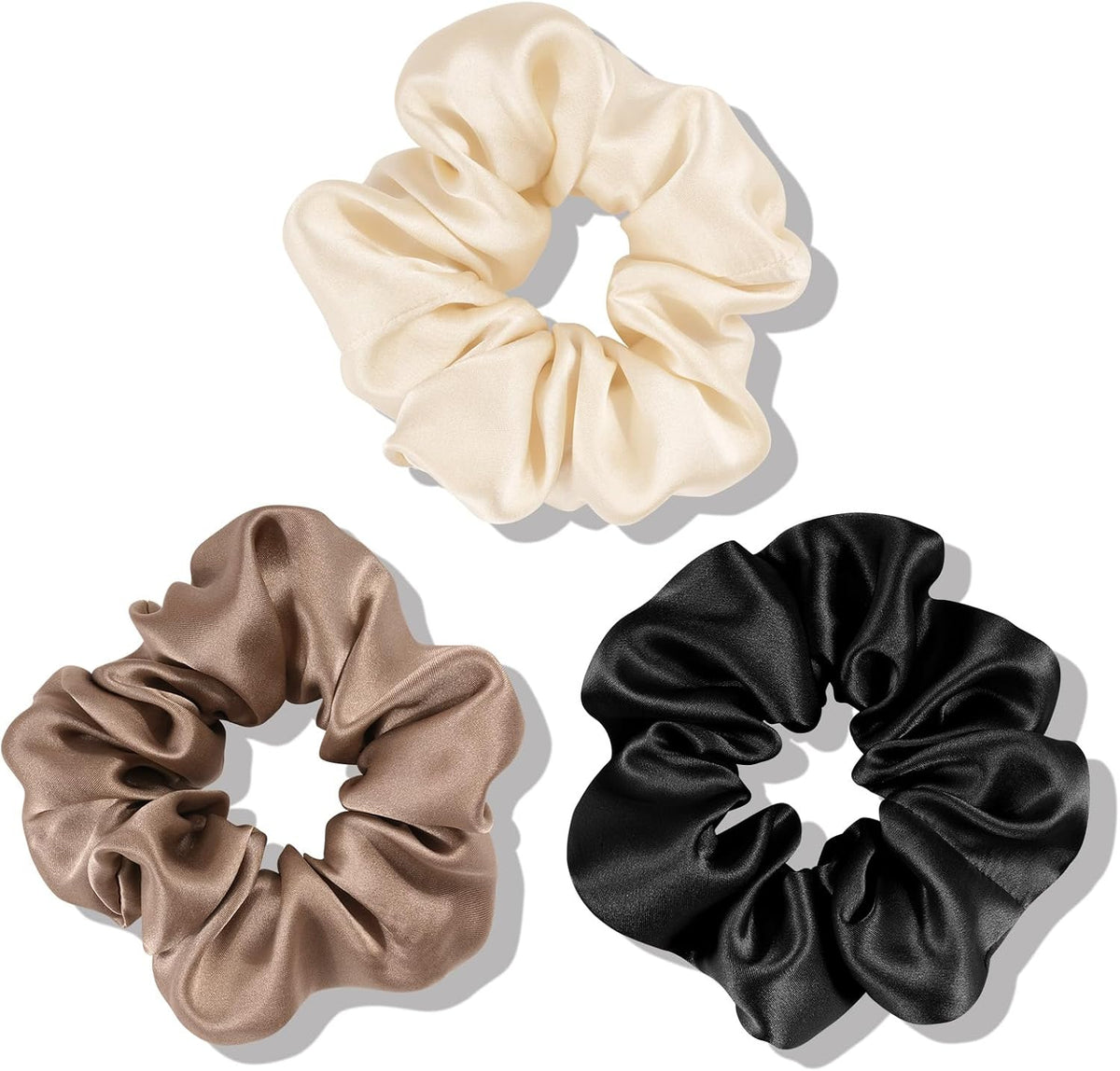 100% Mulberry Silk Scrunchies for Women, Hair Ties No Damage 3 Pack