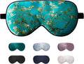 100% Mulberry Silk Sleep Mask with Travel Bag. Both Sides Real 19 Momme Silk, Adjustable Eye Mask for Women, Green Floral