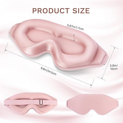 99% Fully Block Out Light Eye Sleep Mask, 3D Deep Contoured Eyes Cover Zero Pressure, Long Lash Extension Eyes Mask with Adjustable Straps for Sleeping Travel Home Nap Rest Women Men (Pink)
