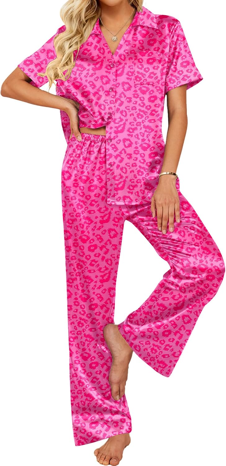 Women's Silk Pajama Set, Two-Piece Satin Pajama Set