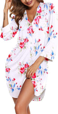Women's Robe, V-Neck Striped button-down pajamas, soft button-down pajamas