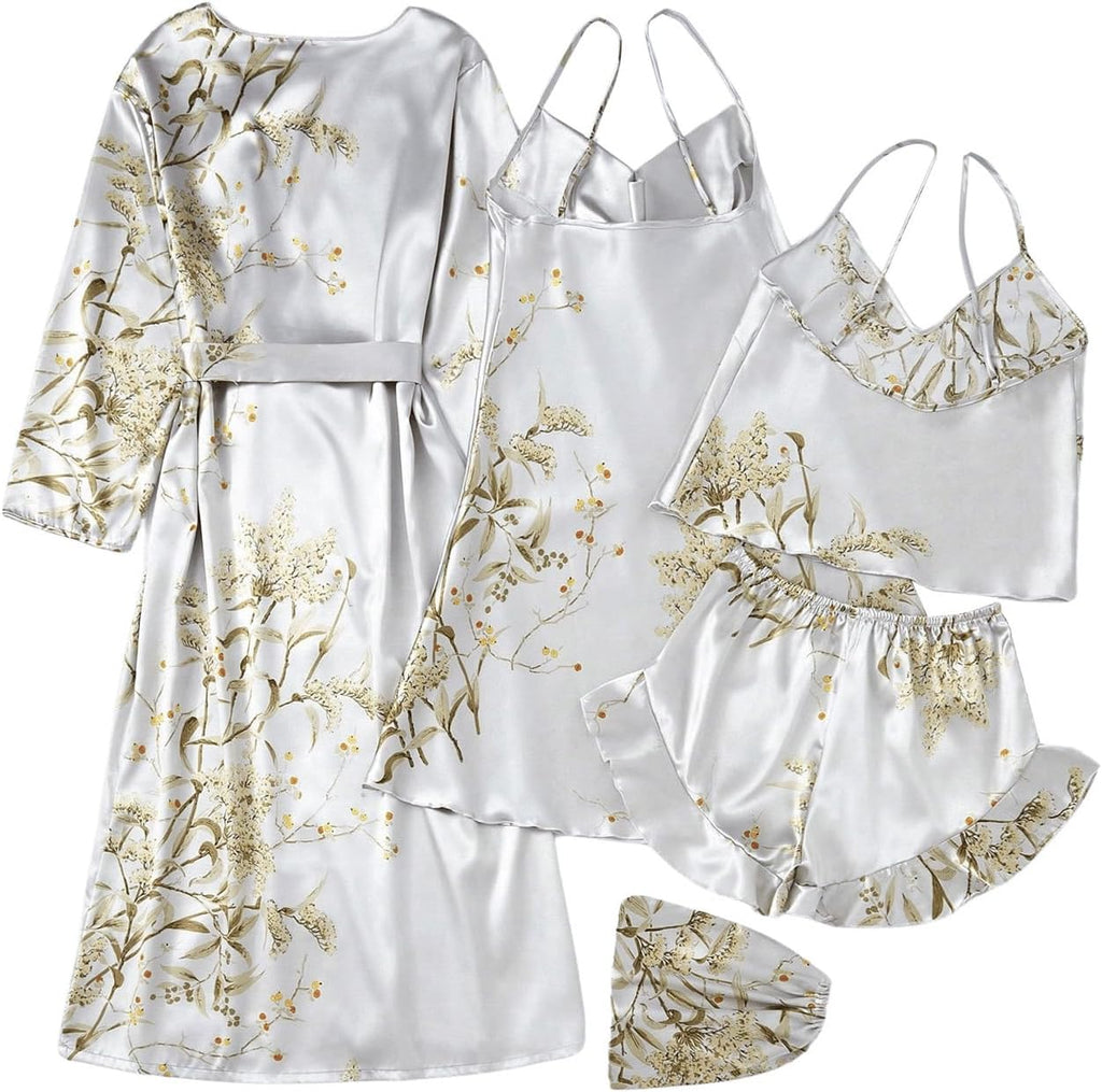 Women's Printed Satin Silk Pajama Set
