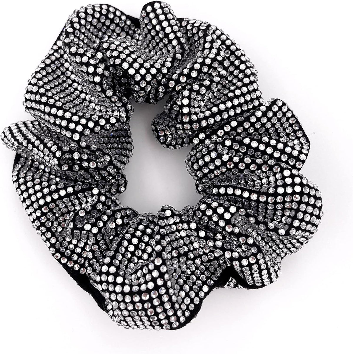 Sparkly Silver Crystal Embellished Scrunchie Hair Tie, Ponytail Holder
